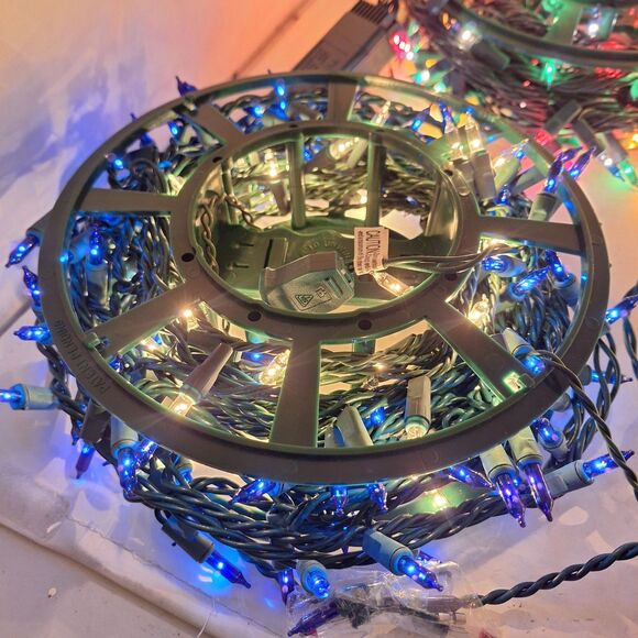 Christmas Lights Rolls Bundle 5 Strings Multicolor White Blue Red Carrying Case - Picture 5 of 13